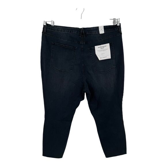 Good American Good Waist Crop skinny raw hem jeans dark blue size 26 - Picture 4 of 7